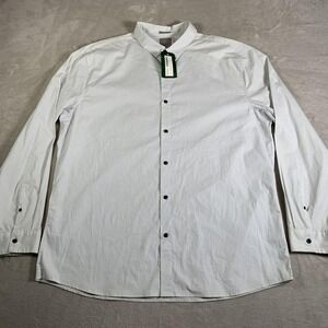 A-Frame Shirt Men 2XL Tall White Slim Stretch Poplin Long Sleeve Button Down NEW